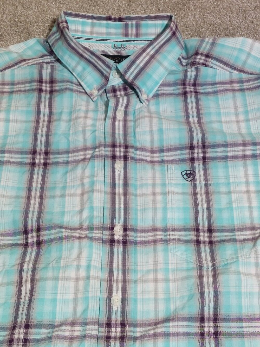 Ariat Pro Series Plaid Short Sleeve Western Shirt Button Down Size XL